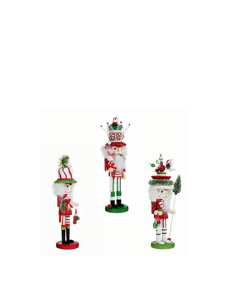 rinascente Kurt S. Adler Holly Wood Nutcracker Decorative Hat Nutcrackers 3/Asstd