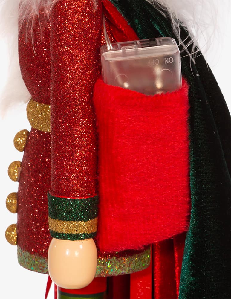 rinascente Kurt S. Adler Schiaccianoci 61Cm "Holly Wood" Rosso E Verde Con Luci Led