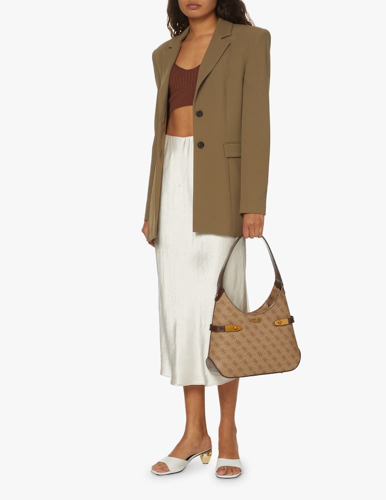 rinascente Guess Zadie Logo hobo bag - beige