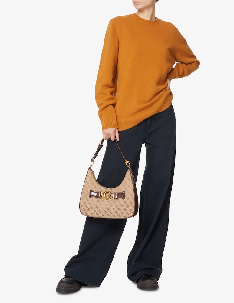 rinascente Guess Aviana 4G logo shoulder hobo bag - Brown