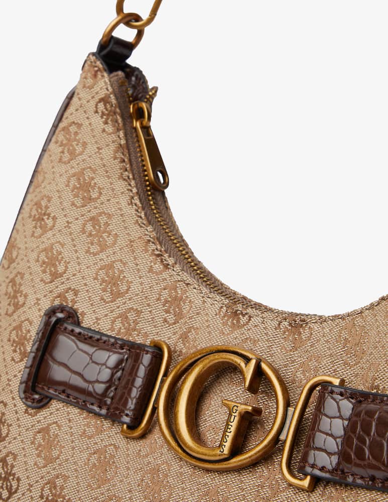 rinascente Guess Aviana 4G logo shoulder hobo bag - Brown