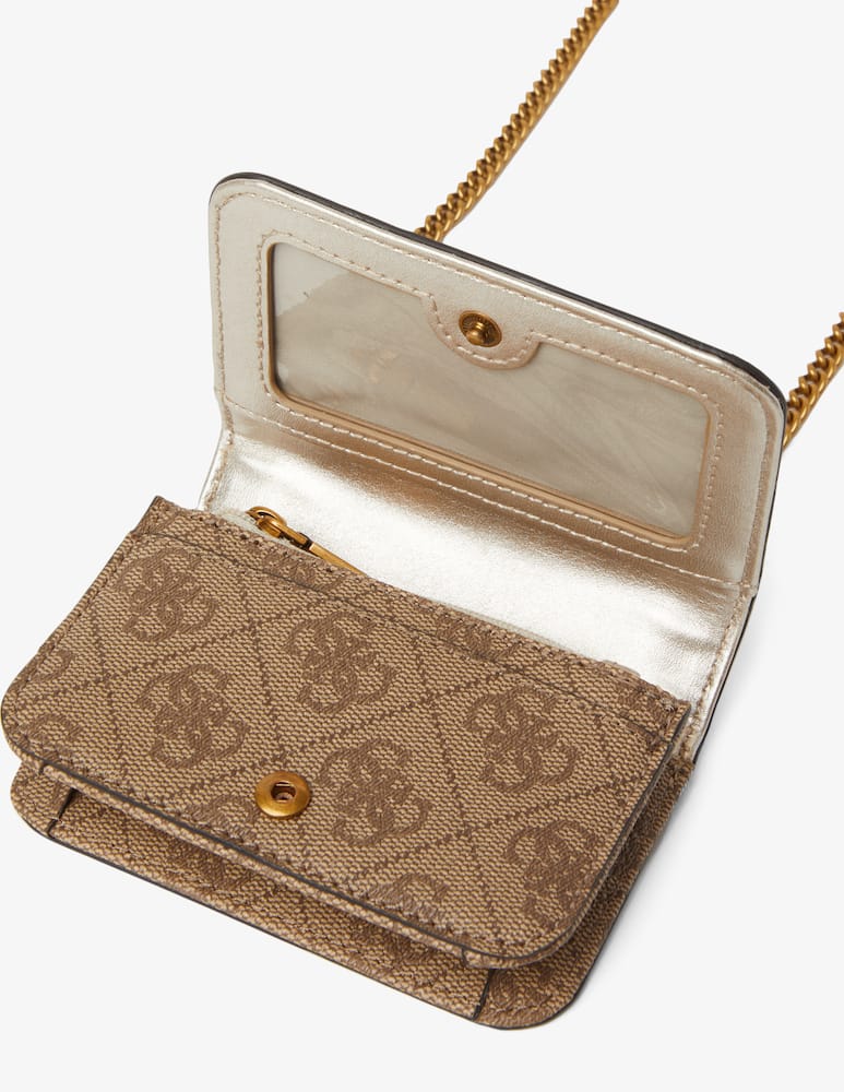 rinascente Guess Alexie 4G logo micro mini crossbody bag - Beige