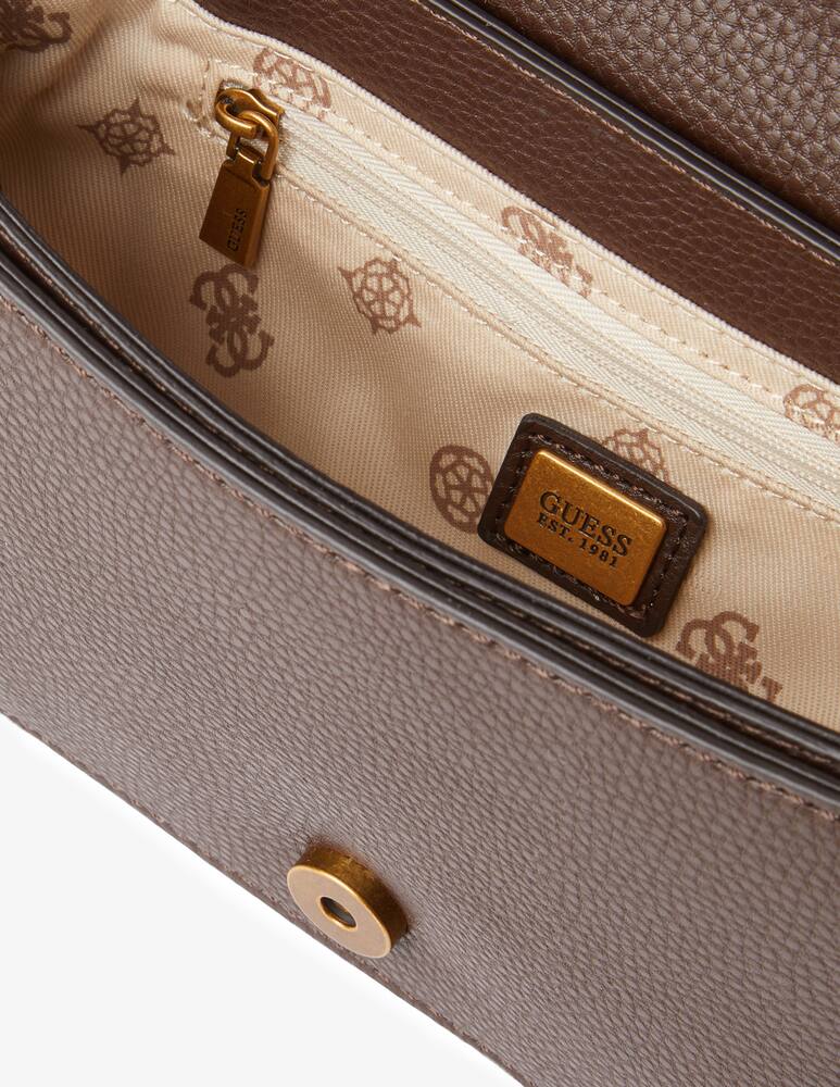 rinascente Guess Abey suede crossbody flap bag - Brown