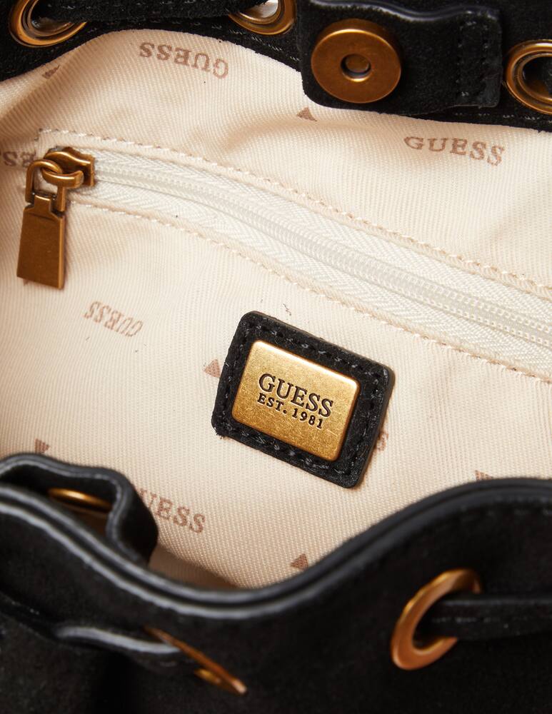 rinascente Guess Kaoma suede micro bucket bag - Black