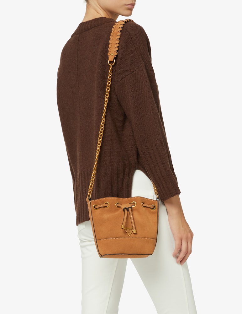 rinascente Guess Borsa micro secchiello scamosciata Kaoma - Marrone