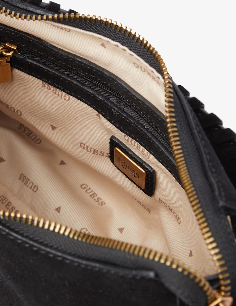 rinascente Guess Kaoma suede mini shoulder bag - Black