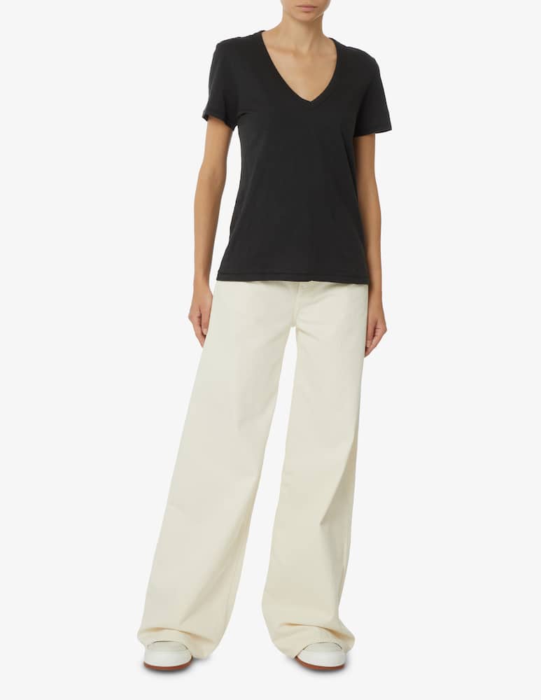 rinascente Rag & Bone T-shirt in cotone con collo a v Slub - Nero