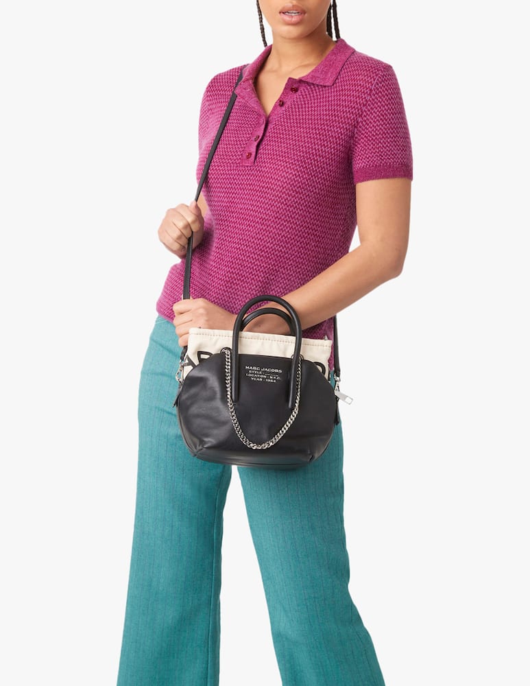 rinascente Marc Jacobs Borsa a tracolla mini duet satchel in pelle e tela - nero