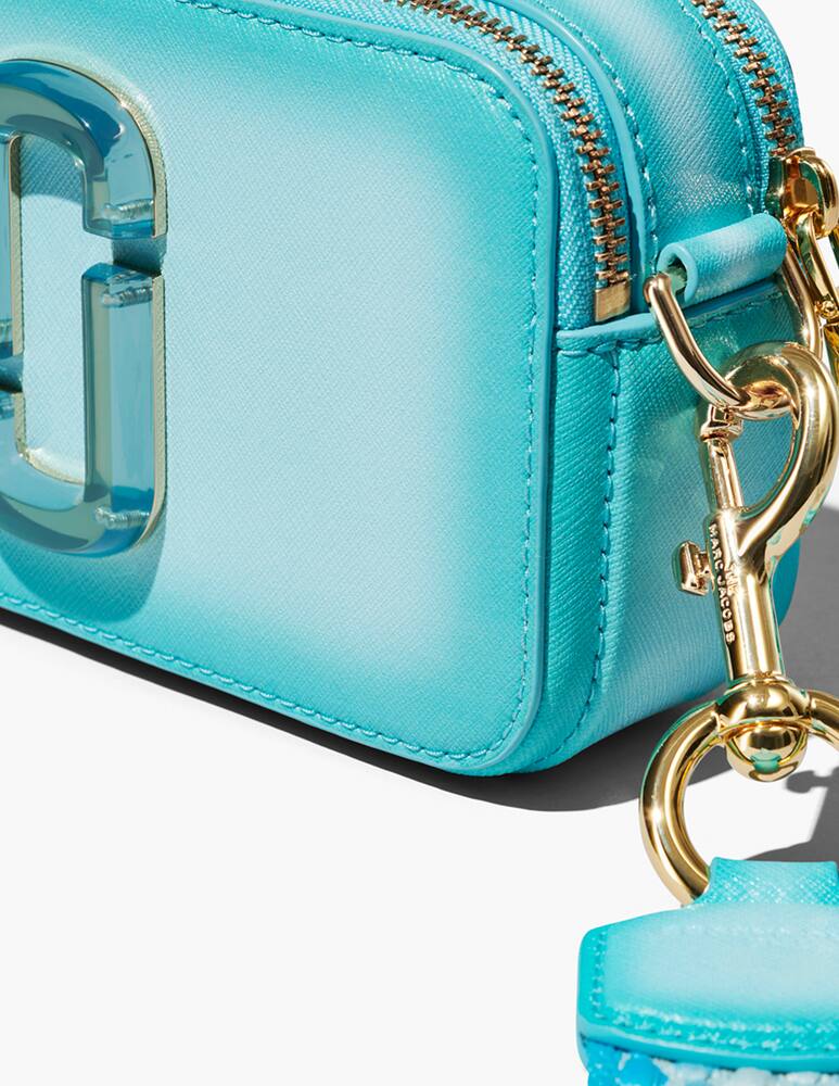 rinascente Marc Jacobs The fluoro snapshot leather crossbody bag - light blue