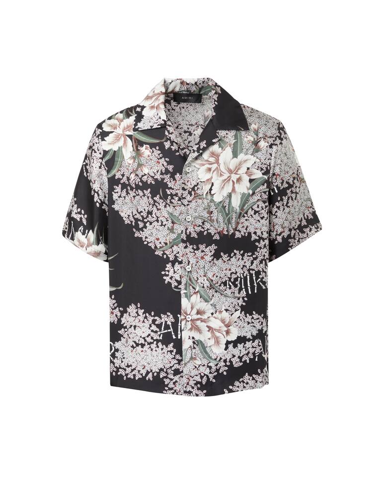rinascente Amiri Hibiscus print short sleeve shirt - black
