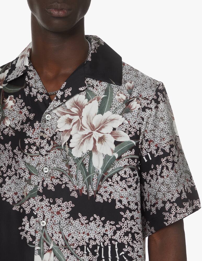 rinascente Amiri Hibiscus print short sleeve shirt - black