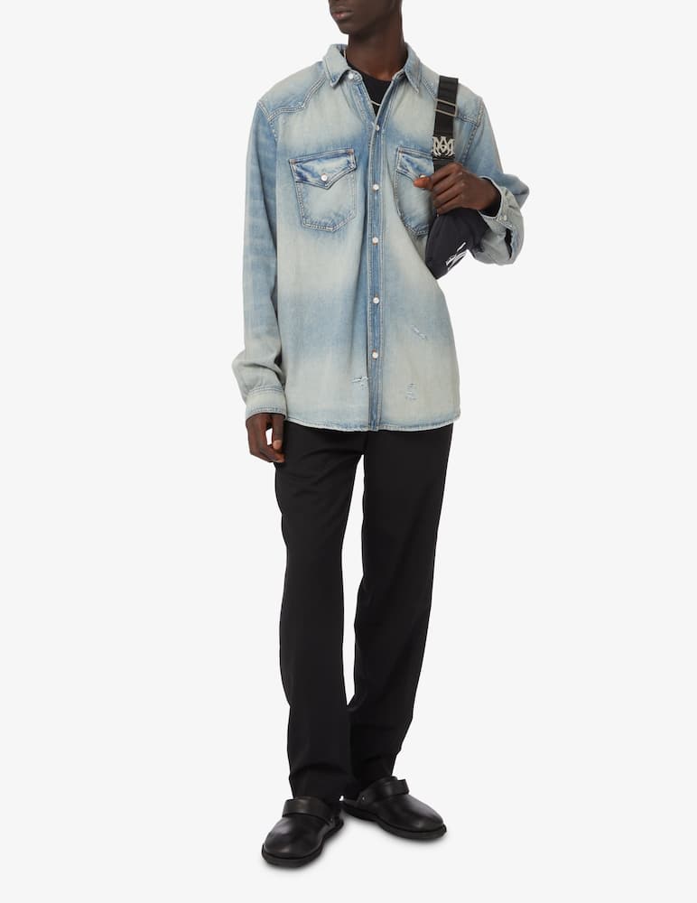 rinascente Amiri Camo applique denim shirt - Blue