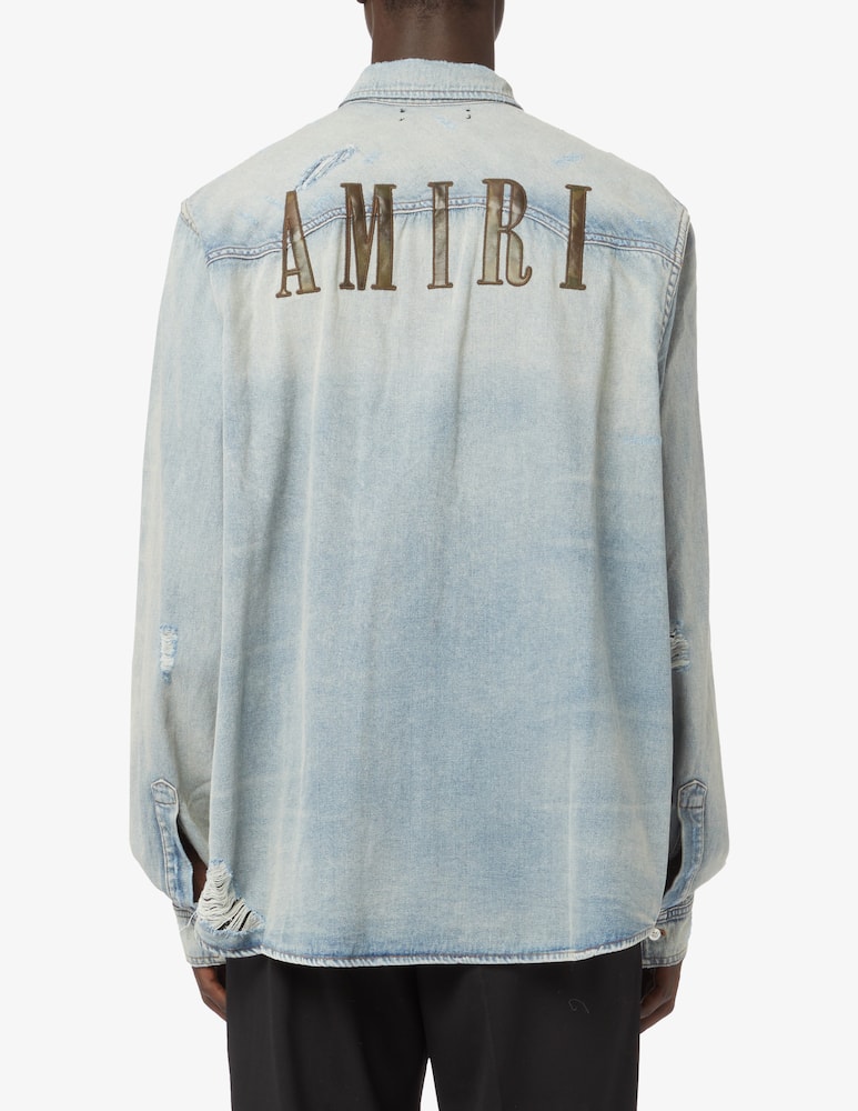 rinascente Amiri Camo applique denim shirt - Blue