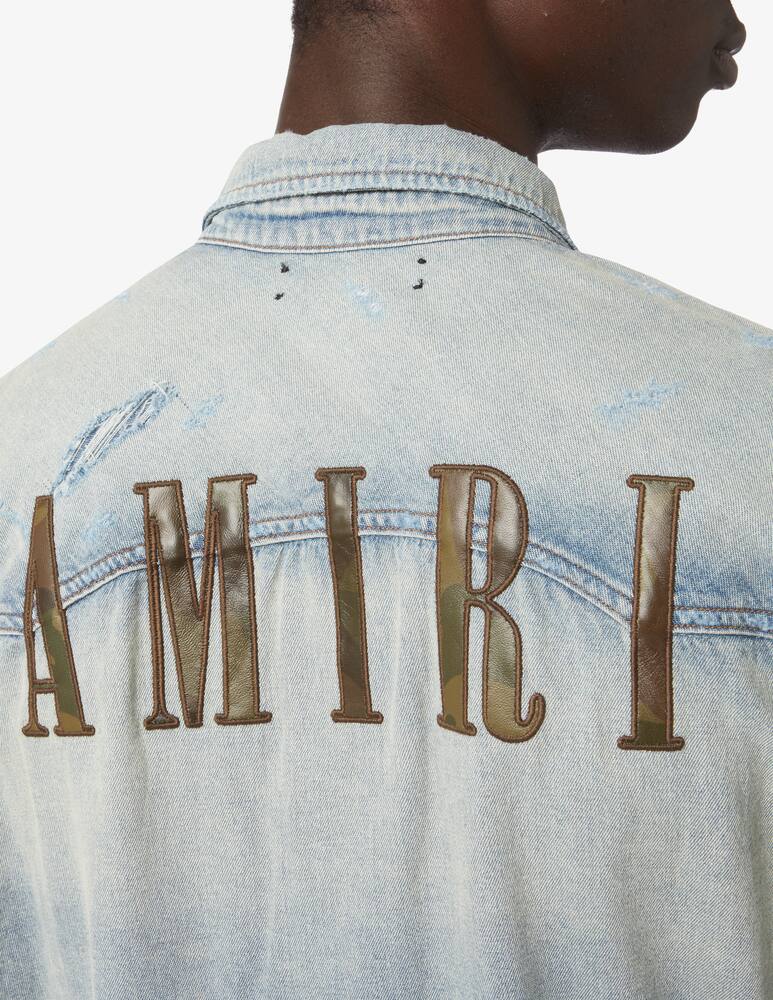 rinascente Amiri Camo applique denim shirt - Blue