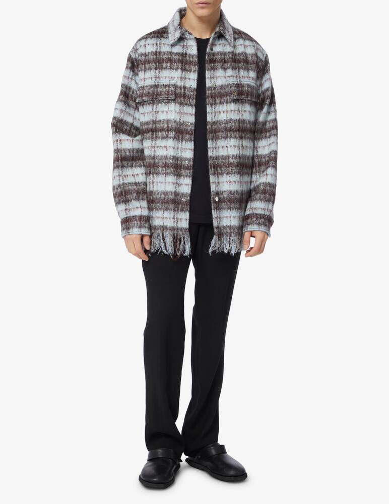 rinascente Amiri Camicia overshirt plaid con frange imbottita - Multicolor