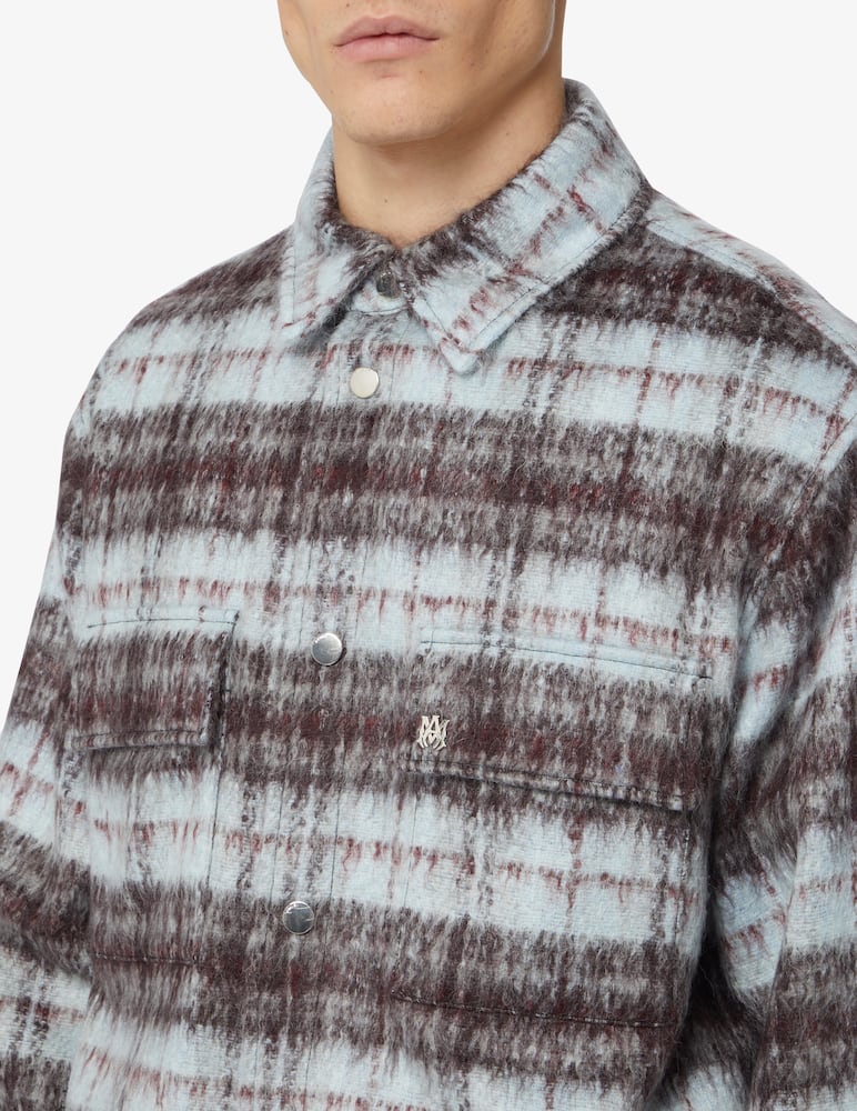 rinascente Amiri Camicia overshirt plaid con frange imbottita - Multicolor