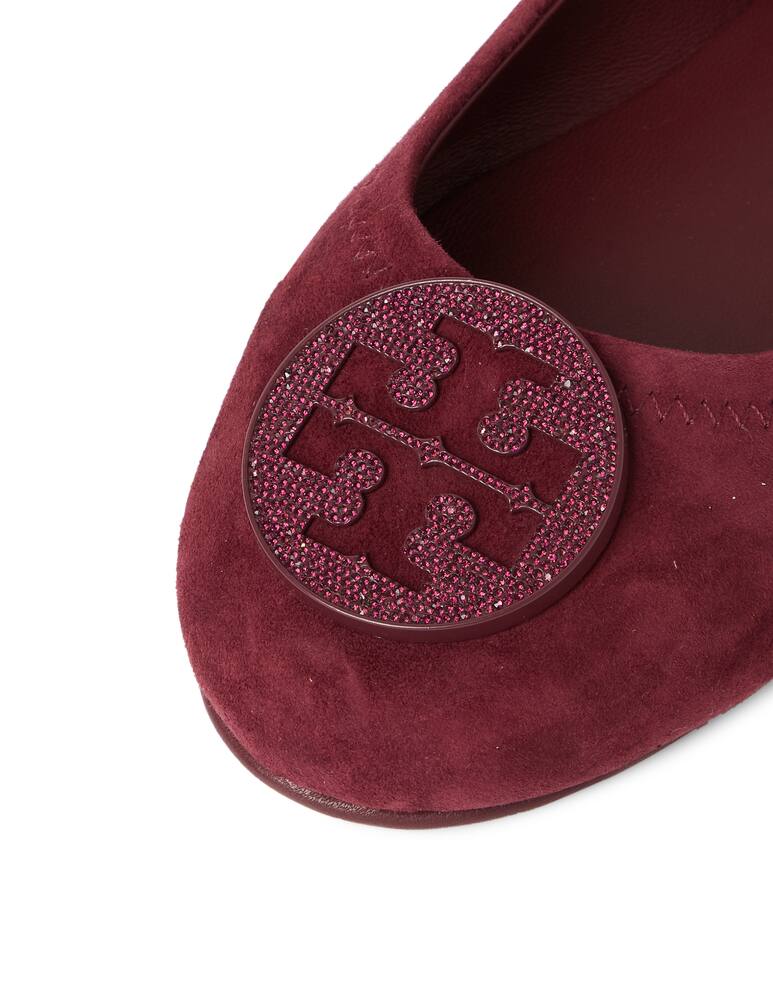 rinascente Tory Burch Minnie ballet flats with logo in suede