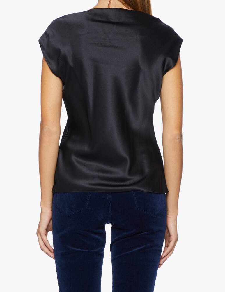 rinascente Theory Draped boatneck top in seta 