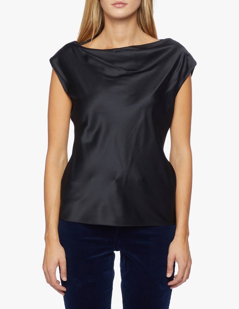 rinascente Theory Draped boatneck top in seta 