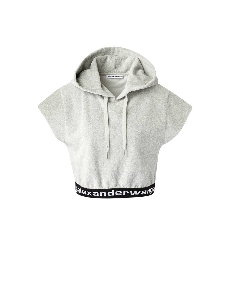 rinascente Alexander Wang Short-sleeved sweatshirt in stretch corduroy - grey