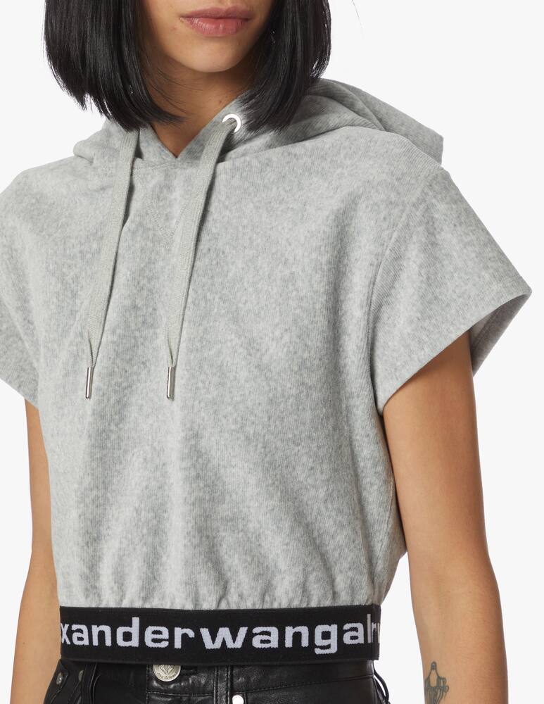 rinascente Alexander Wang Short-sleeved sweatshirt in stretch corduroy - grey