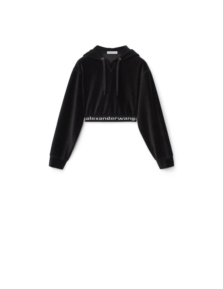 rinascente Alexander Wang Corduroy cropped hoodie with logo