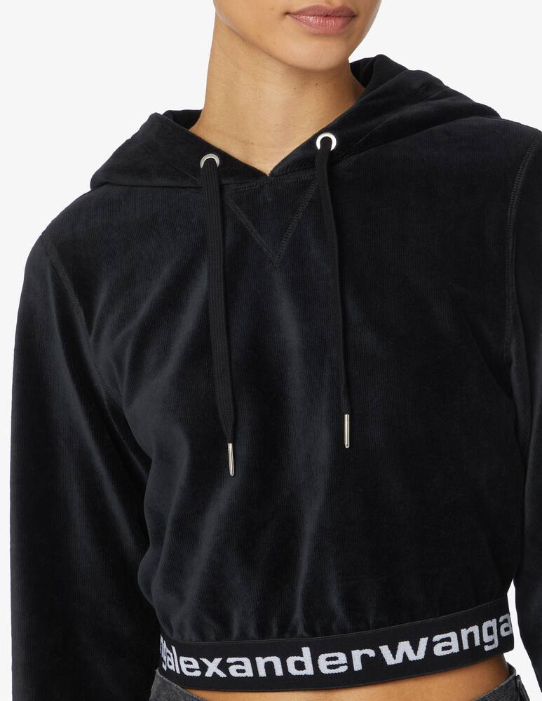 rinascente Alexander Wang Corduroy cropped hoodie with logo