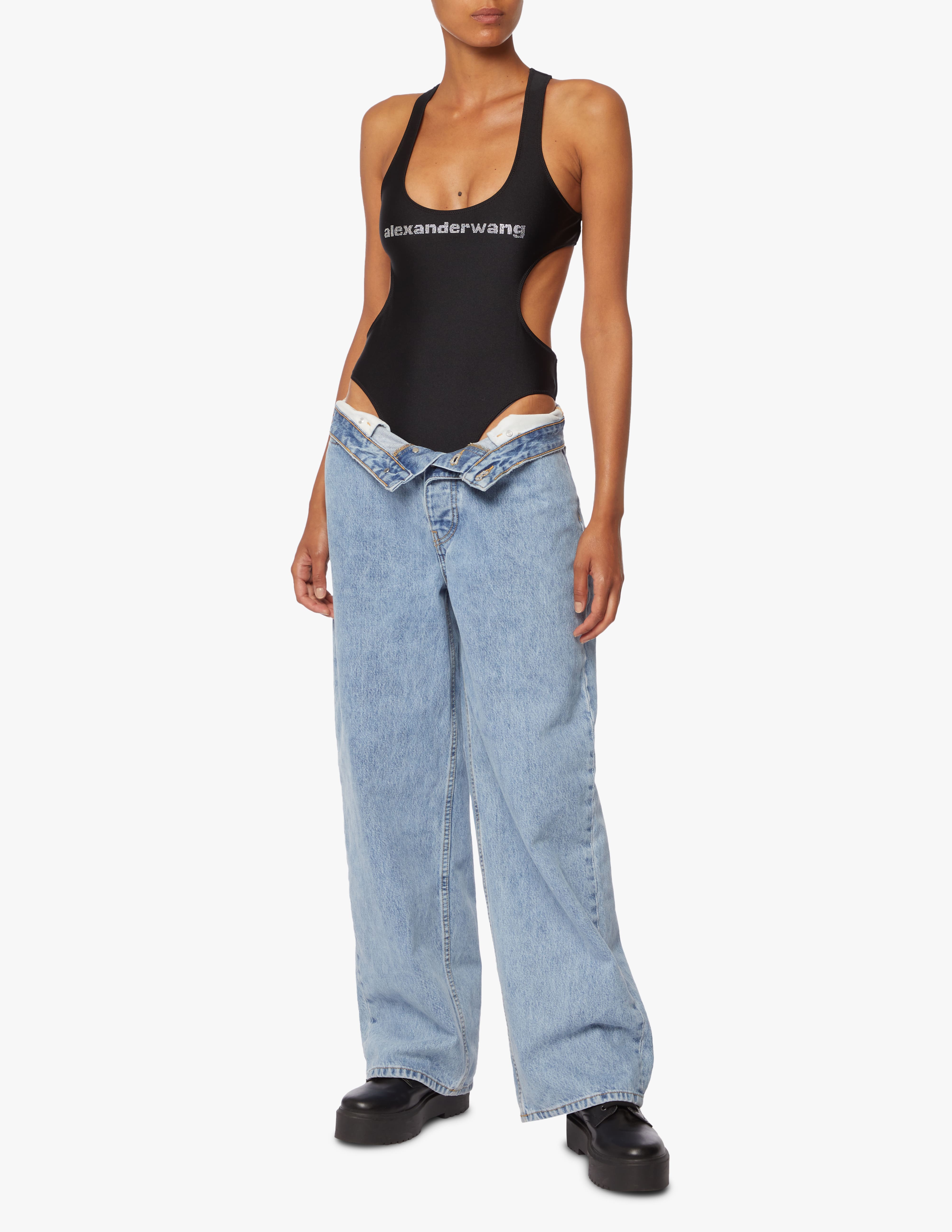 alexander wang カットアウトトップス　ボディースーツ alexanderwang アレキサンダーワング リブニットジャージー