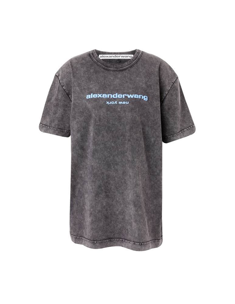 rinascente Alexander Wang T-shirt with acid wash and embossed logo - grey