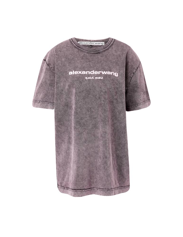 rinascente Alexander Wang T-shirt with acid wash and embossed logo - grey
