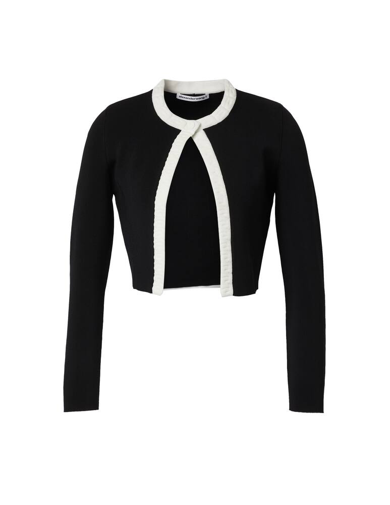 rinascente Alexander Wang Viscose chenille cardigan with logo hem - black