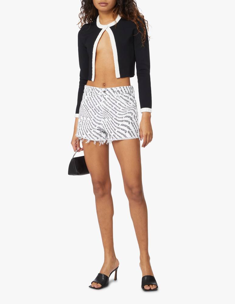 rinascente Alexander Wang Viscose chenille cardigan with logo hem - black