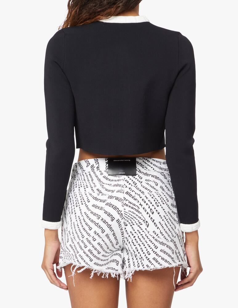 rinascente Alexander Wang Viscose chenille cardigan with logo hem - black