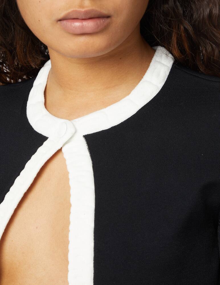 rinascente Alexander Wang Viscose chenille cardigan with logo hem - black