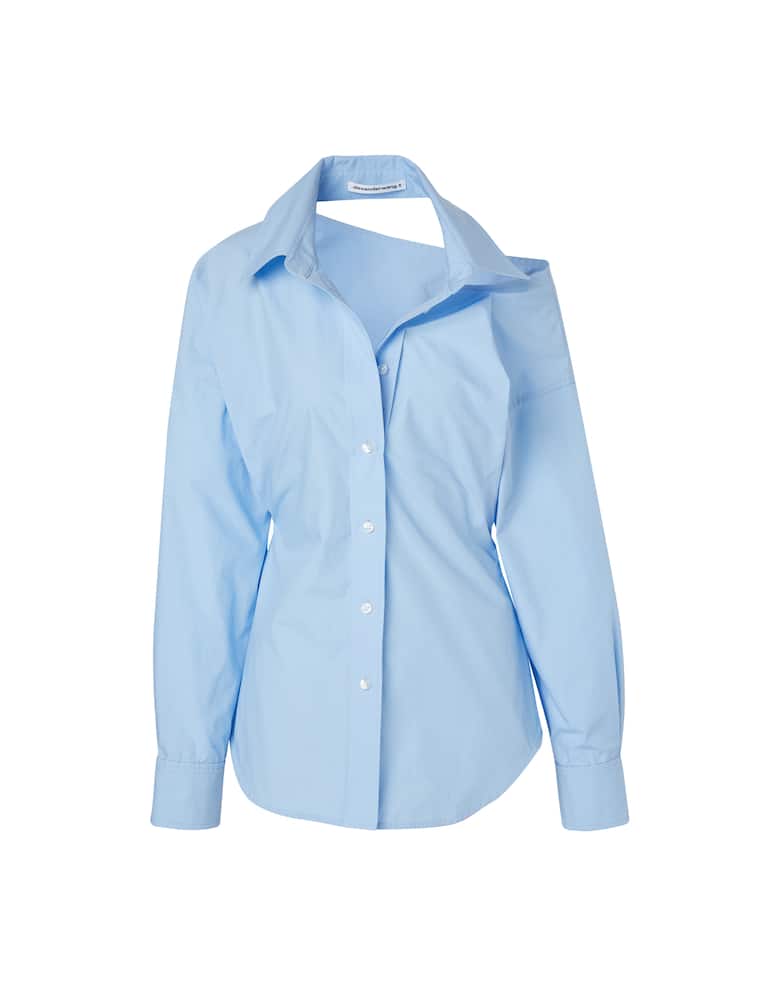 rinascente Alexander Wang Camicia in cotone con cut-out sulle spalle - azzurro