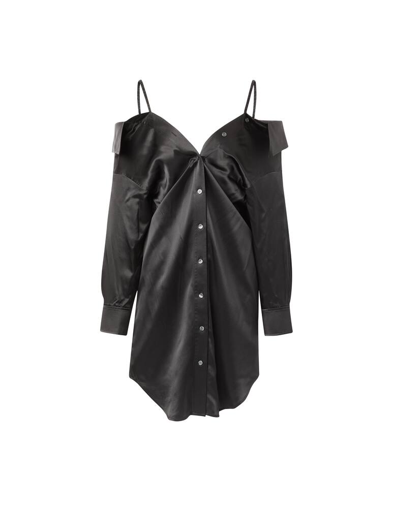 rinascente Alexander Wang Vestito chemisier con spalle scoperte in seta - nero