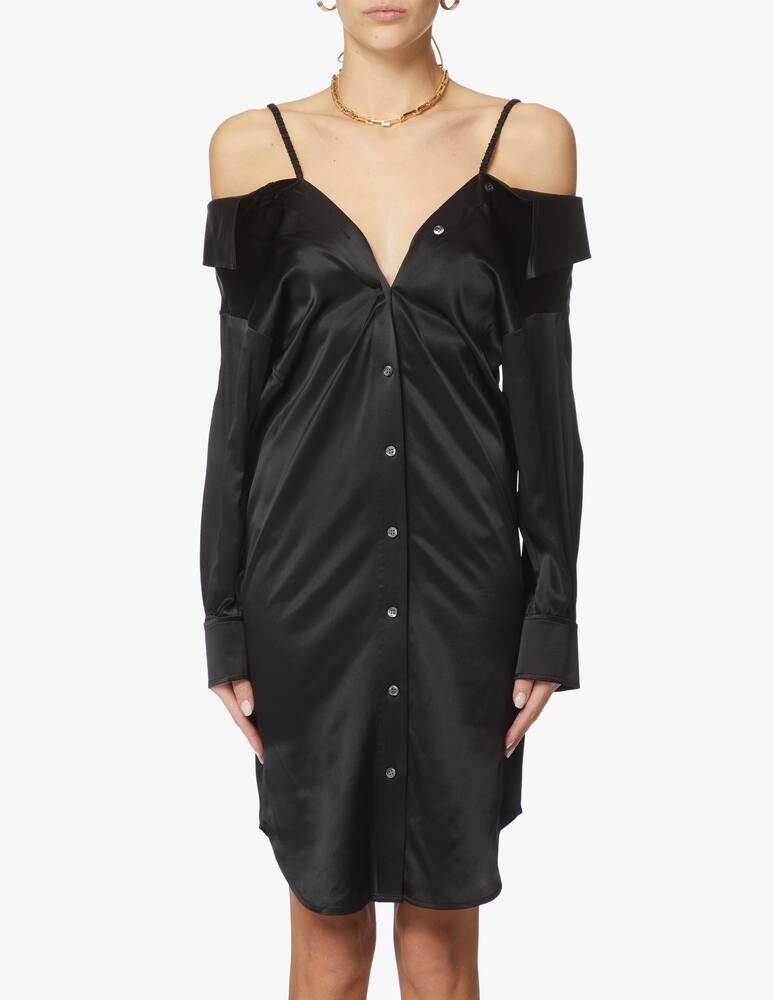 rinascente Alexander Wang Vestito chemisier con spalle scoperte in seta - nero