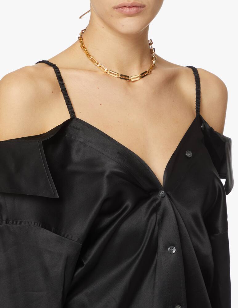 rinascente Alexander Wang Vestito chemisier con spalle scoperte in seta - nero
