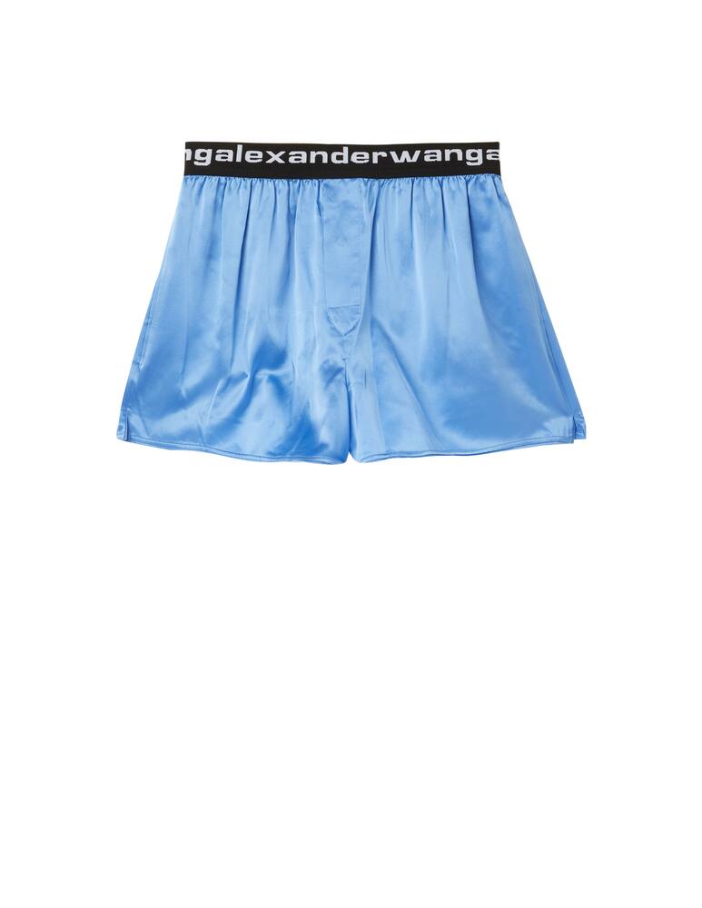 rinascente Alexander Wang Shorts in seta con logo - azzurro