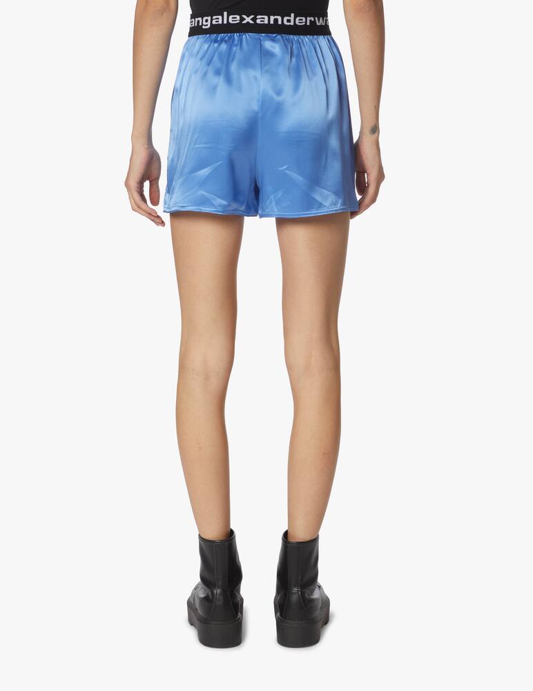 rinascente Alexander Wang Shorts in seta con logo - azzurro