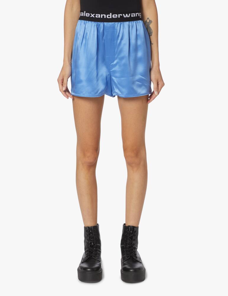 rinascente Alexander Wang Shorts in seta con logo - azzurro