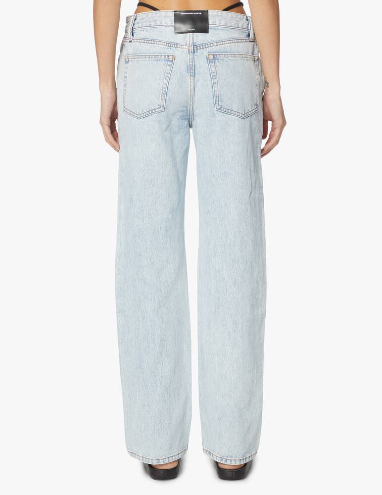 rinascente Alexander Wang Straight jeans with logo strap and rhinestones - light blue