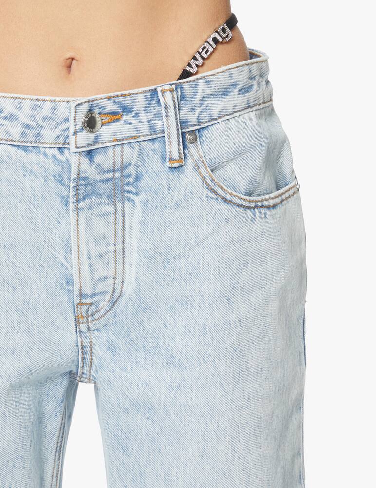 rinascente Alexander Wang Straight jeans with logo strap and rhinestones - light blue