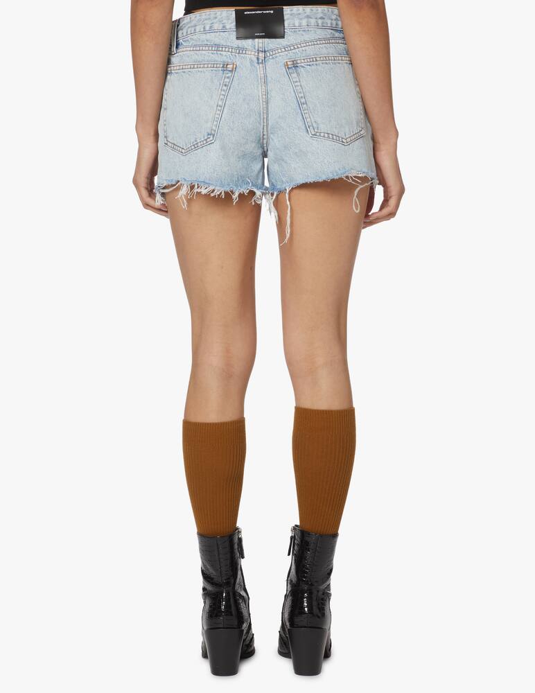 rinascente Alexander Wang Shorts di jeans con cinturino con logo e strass - blu