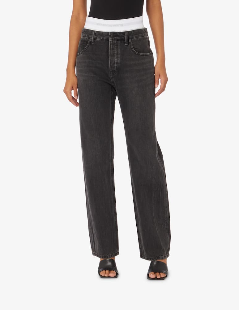 rinascente Alexander Wang High rise jeans with logo - Black