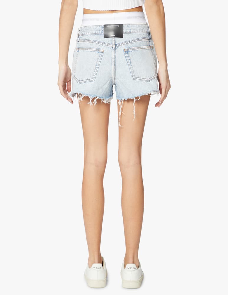 rinascente Alexander Wang Shorts di denim orlo stilboxer elasticizzato logo - azzurro