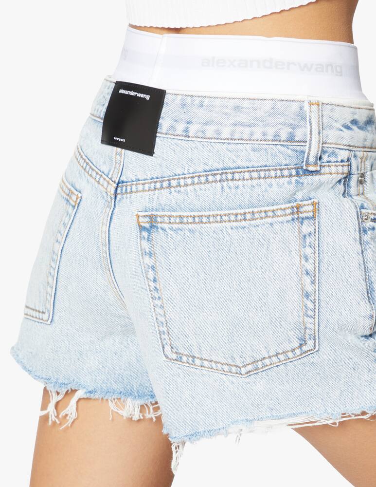 rinascente Alexander Wang Shorts di denim orlo stilboxer elasticizzato logo - azzurro