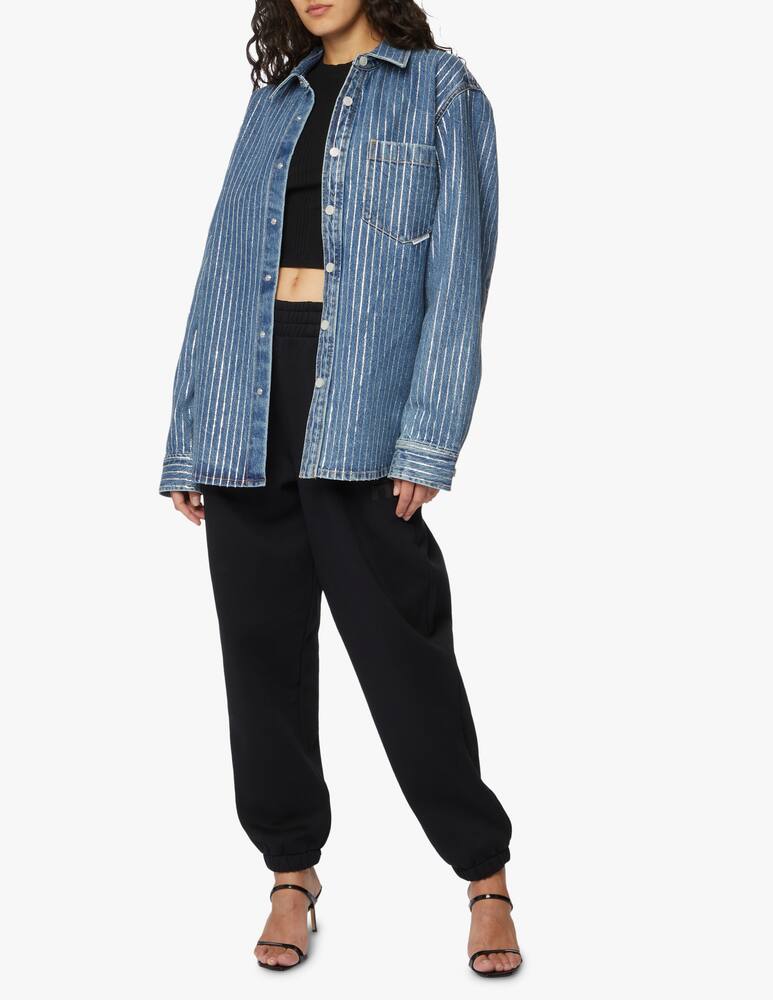rinascente Alexander Wang Oversized cotton shirt with crystals - blue
