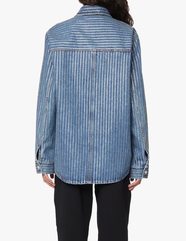 rinascente Alexander Wang Oversized cotton shirt with crystals - blue
