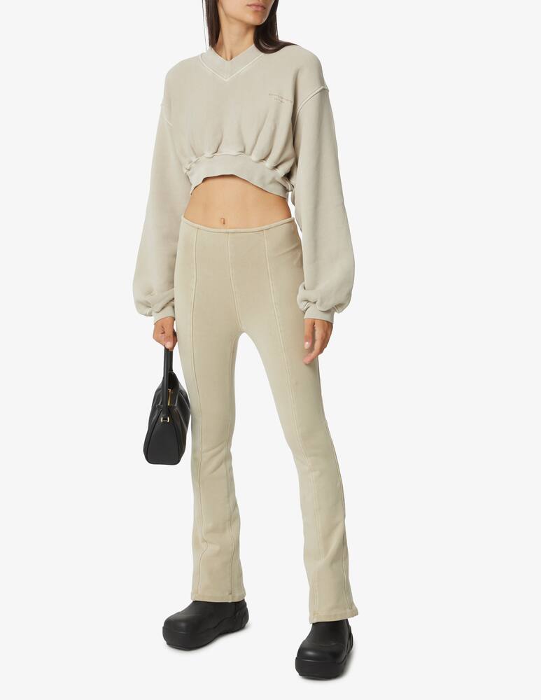 rinascente Alexander Wang Long sleeved crop top logo embroidered - Beige